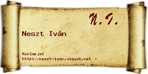 Neszt Iván névjegykártya